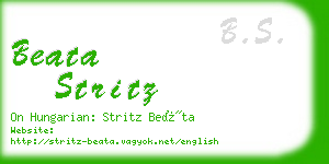 beata stritz business card